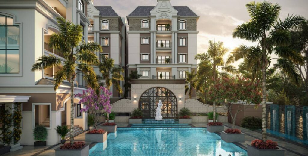 Luxury residential apartment with swimming pool view at Casagrande, Hyderabad