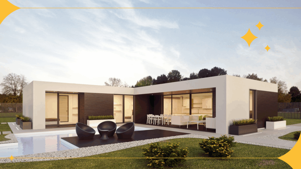 Modern villa in Varahi Infra’s CRDA-approved township project near Hyderabad with landscaped garden and luxury architecture